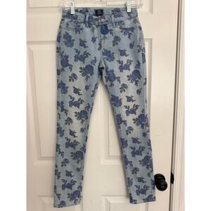 Gap Kids Skinny Fit Blue Floral light Wash Denim Jeans size 14 Adjustable Waist